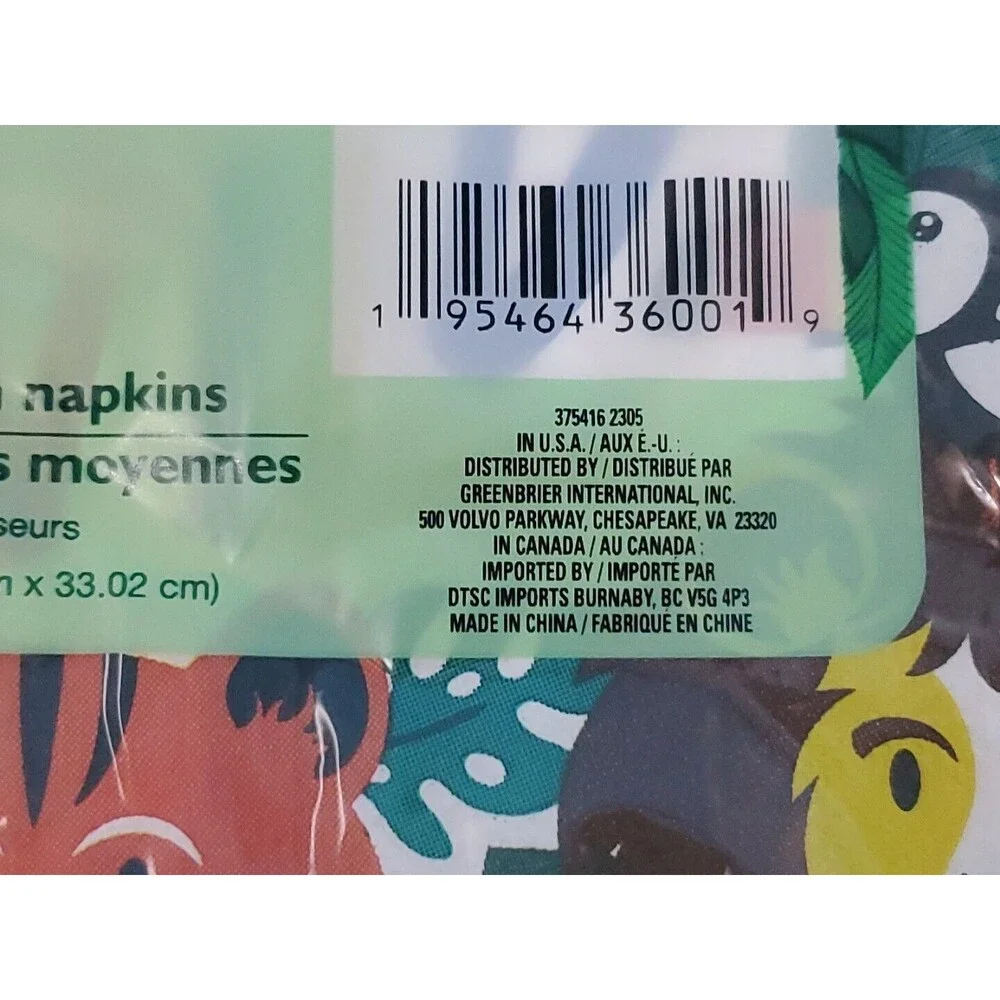 Paper Napkins Wildlife Zoo Animal Print Square Pk 25 X's 2